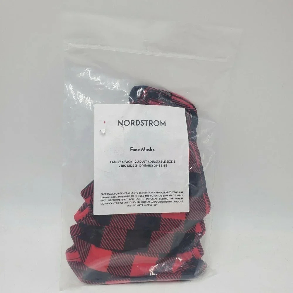Nordstrom Family‎ 4 Pack Reusable Flannel Masks NWT